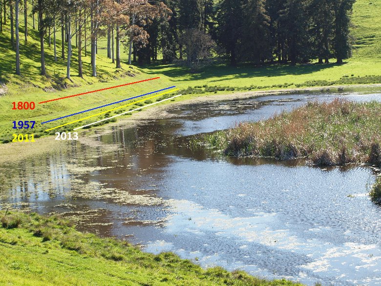Lake Te Rotokare levels - taken September 2013.